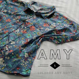 New With Tags LuLaRoe Amy Shirt Button Up Collar L | 12-14